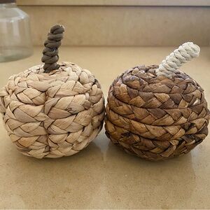 4” Threshold Woven Pumpkin Decor Set | Fall Tabletop Decor